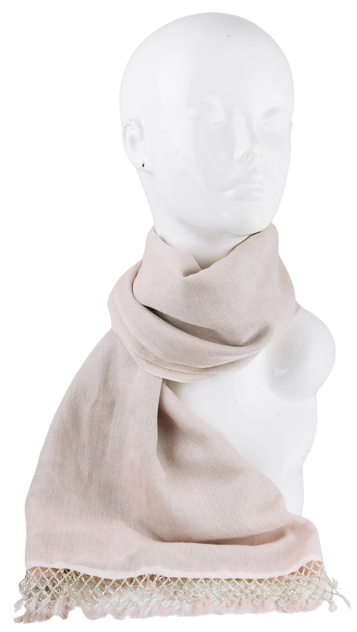 Bajra Scarf with Beaded Tassels in Dusty Rose - Discounts on Bajra at UAL