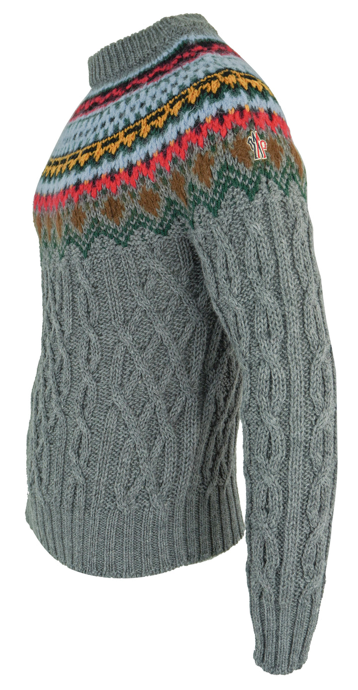 Moncler Après Ski Knit Crewneck Sweater in Grey Multicolor - Discounts on Moncler at UAL