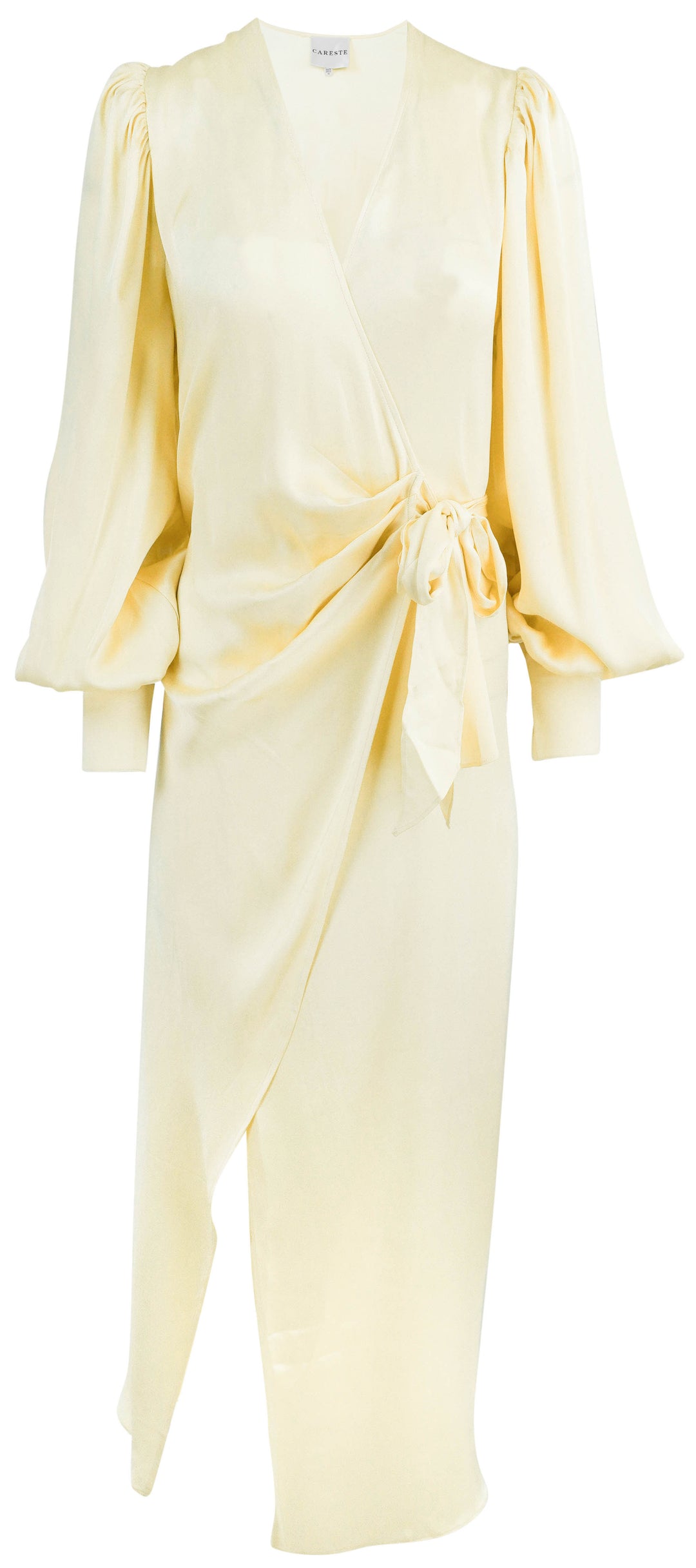 Careste Silk Wrap Dress in Butter Yellow - Discounts on Careste at UAL