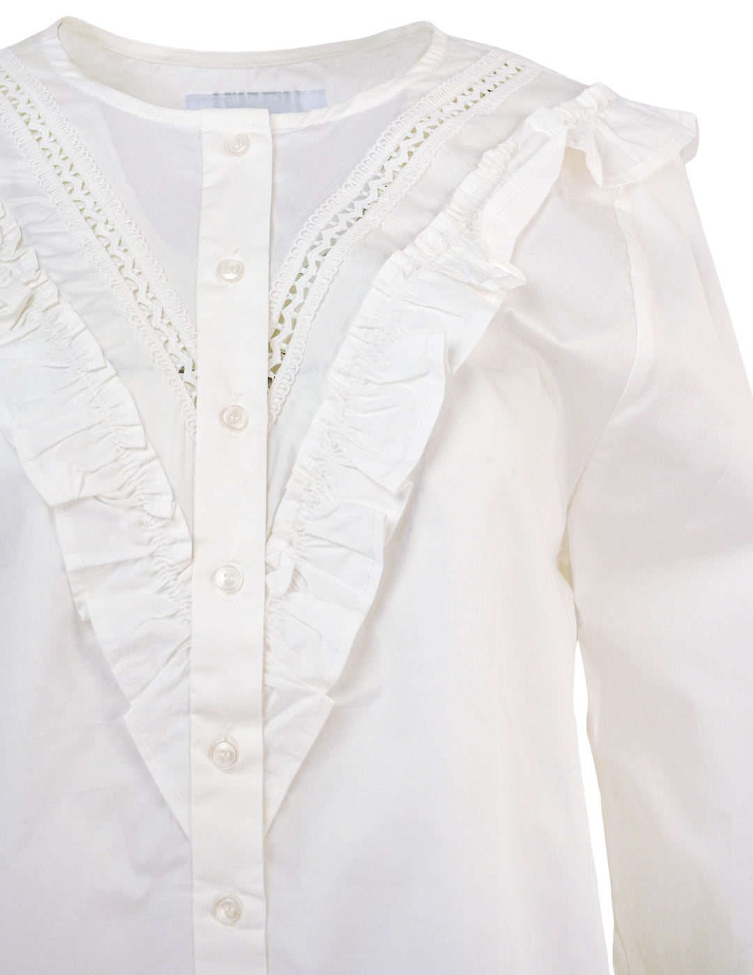 The Shirt Ruffle Front Blouse in White
