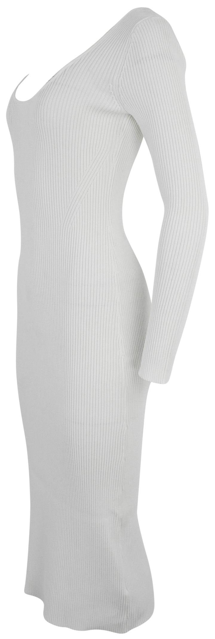 Ganni Ribbed Long Sleeve Dress Egret - Discounts on Ganni at UAL