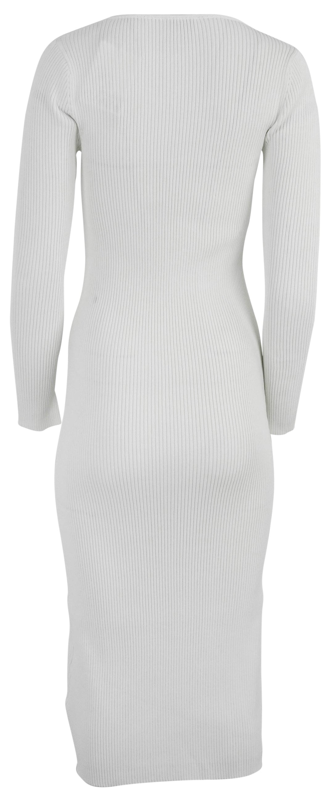 Ganni Ribbed Long Sleeve Dress Egret - Discounts on Ganni at UAL