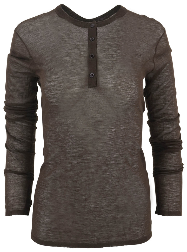 Saint Laurent Knit Long Sleeve Sweater in Brown - Discounts on Saint Laurent at UAL