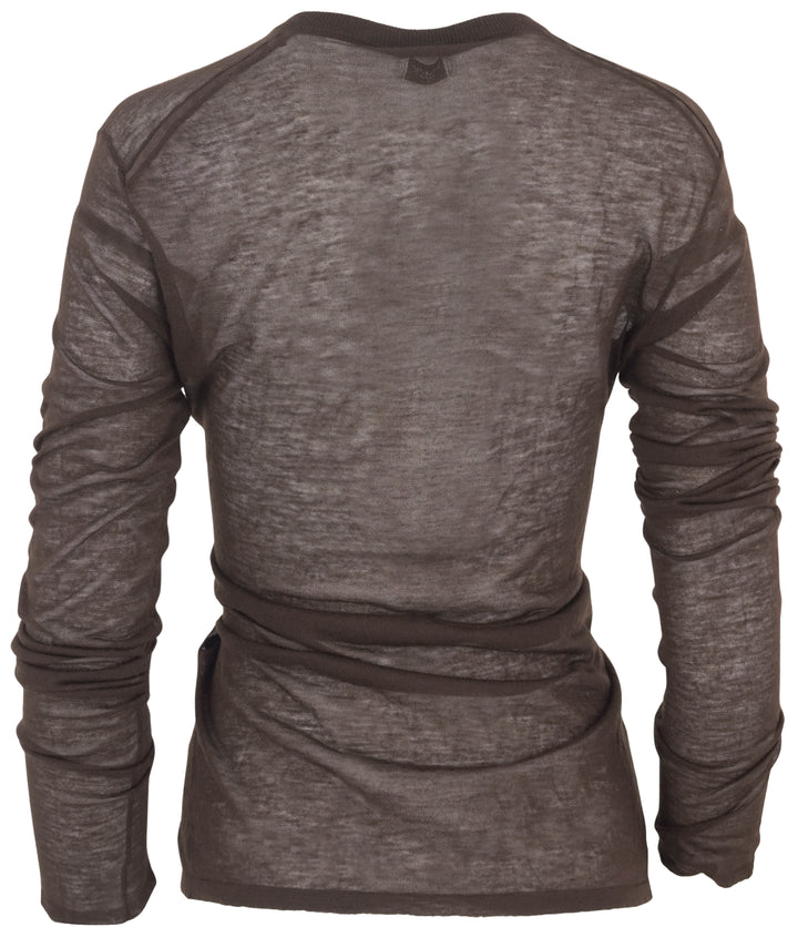 Saint Laurent Knit Long Sleeve Sweater in Brown - Discounts on Saint Laurent at UAL