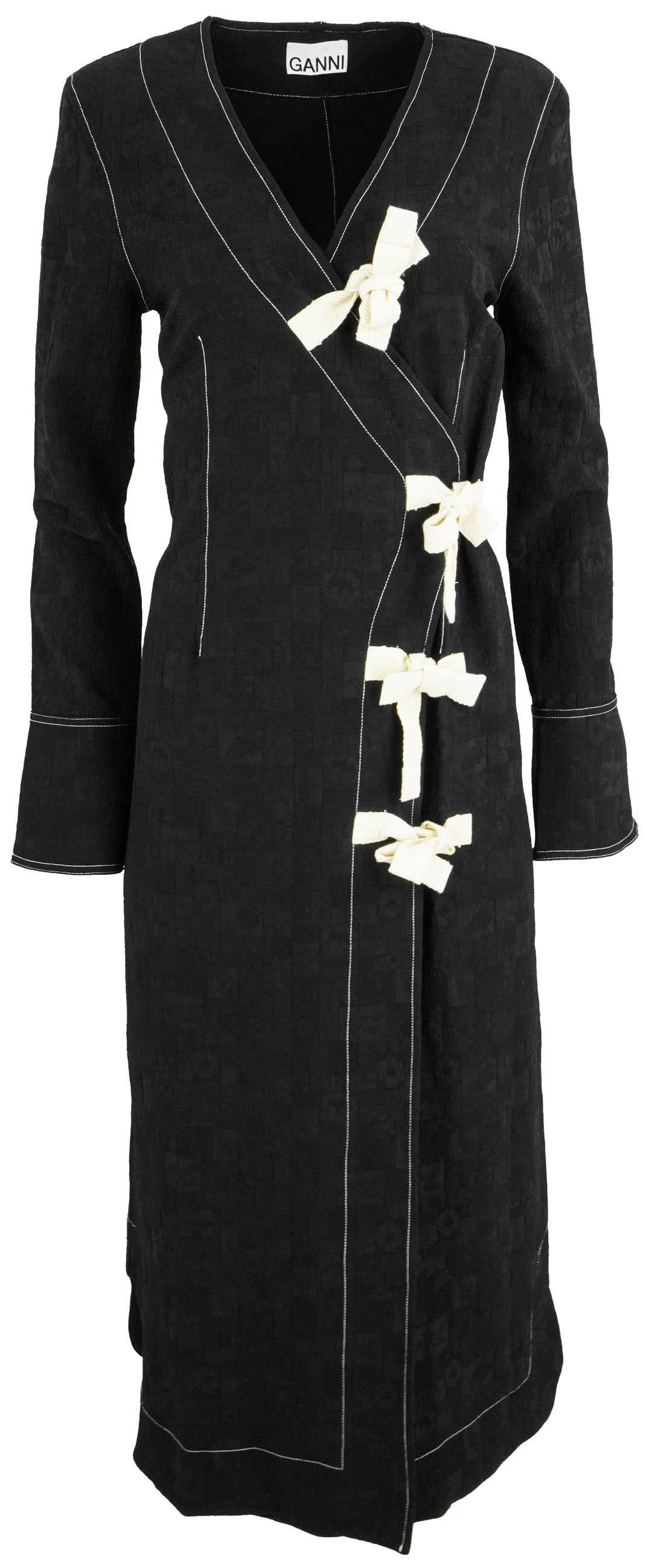 Ganni Jacquard Midi Dress in Black - Discounts on GANNI at UAL