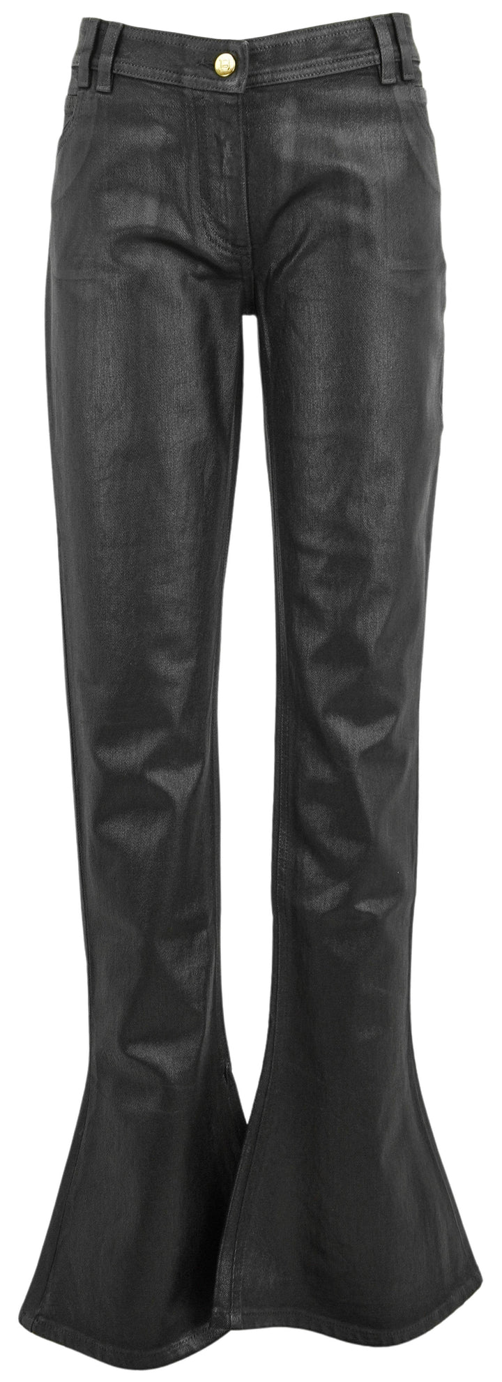 Balmain Coated Flared Denim in Black - Discounts on Balmain at UAL