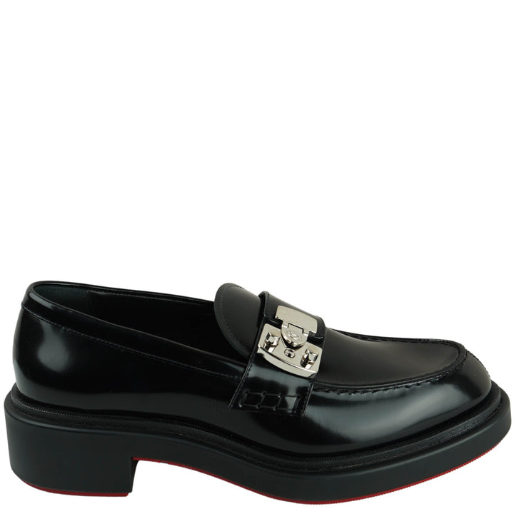 Christian Louboutin Leather Loafers in Black - Discounts on Christian Louboutin at UAL