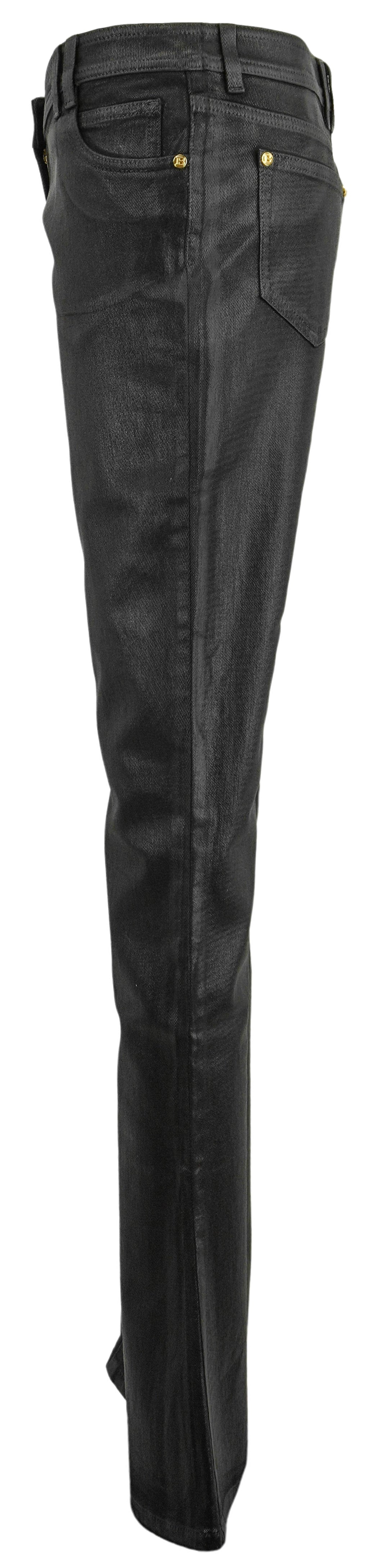 Balmain Coated Flared Denim in Black - Discounts on Balmain at UAL