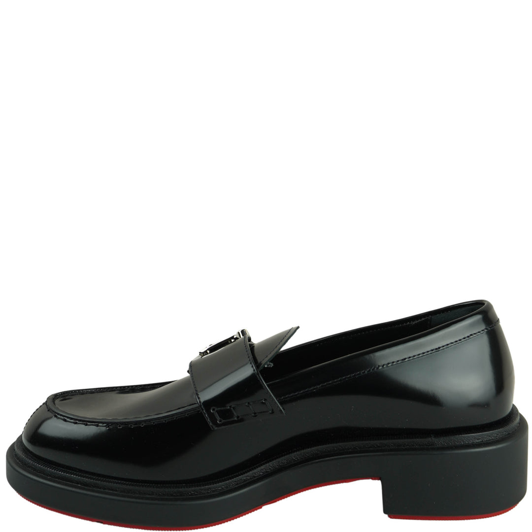 Christian Louboutin Leather Loafers in Black - Discounts on Christian Louboutin at UAL