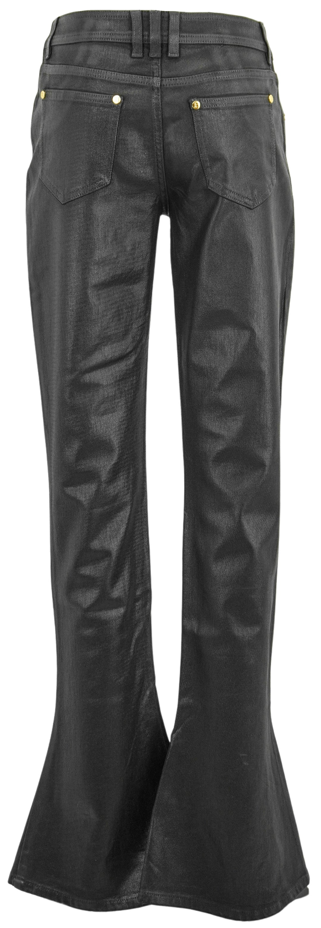 Balmain Coated Flared Denim in Black - Discounts on Balmain at UAL