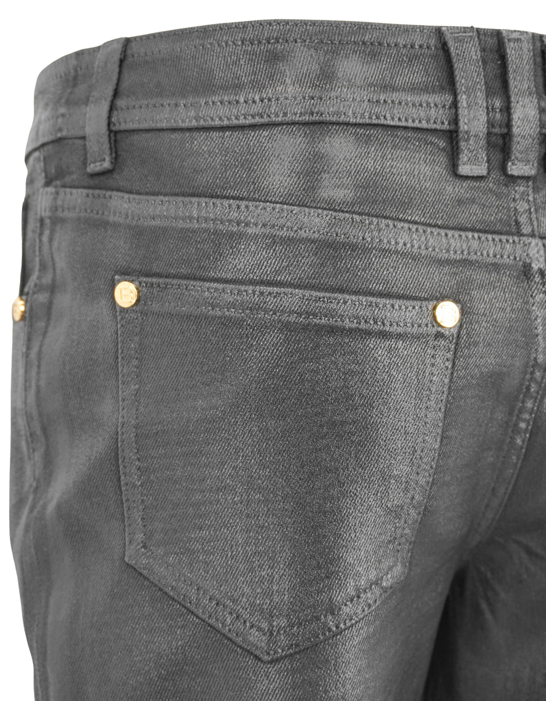Balmain Coated Flared Denim in Black - Discounts on Balmain at UAL