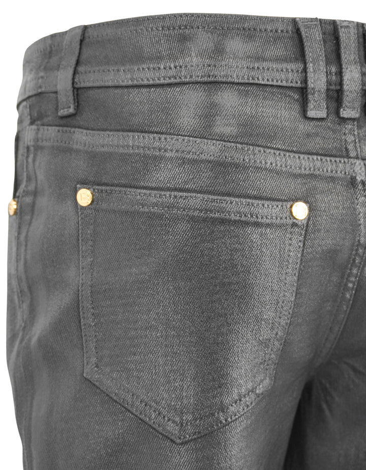 Balmain Coated Flared Denim in Black - Discounts on Balmain at UAL