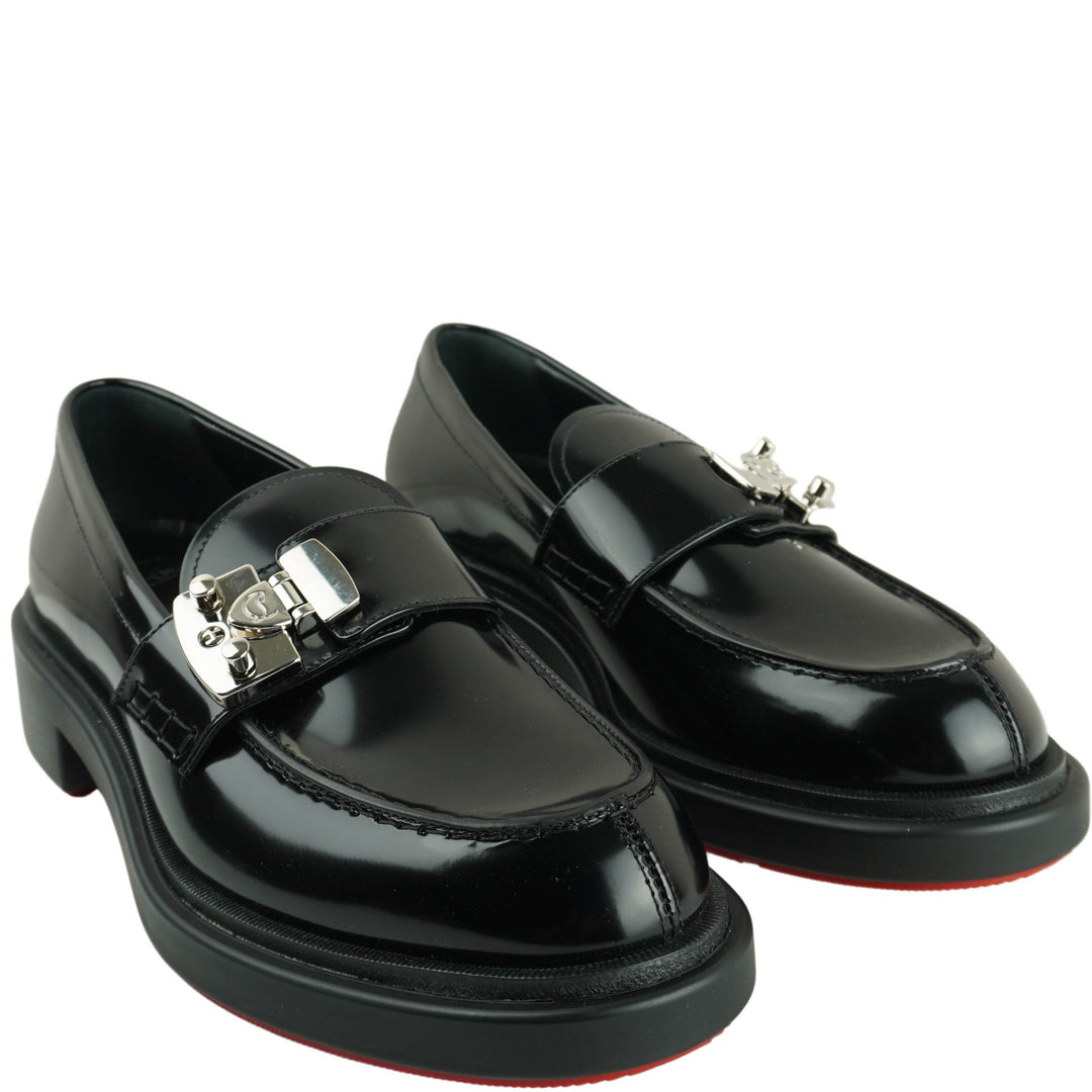 Christian Louboutin Leather Loafers in Black - Discounts on Christian Louboutin at UAL