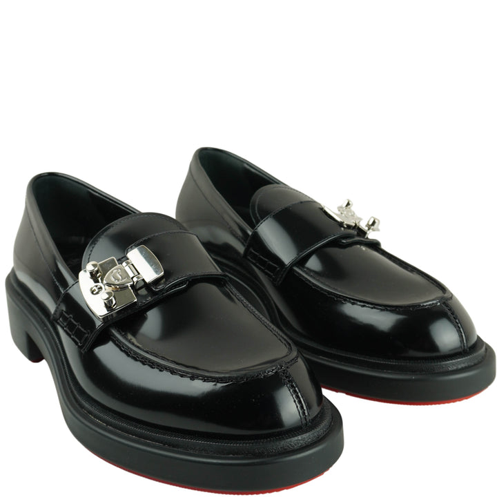 Christian Louboutin Leather Loafers in Black - Discounts on Christian Louboutin at UAL