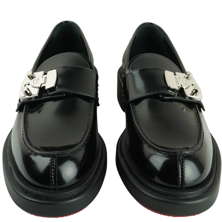 Christian Louboutin Leather Loafers in Black - Discounts on Christian Louboutin at UAL