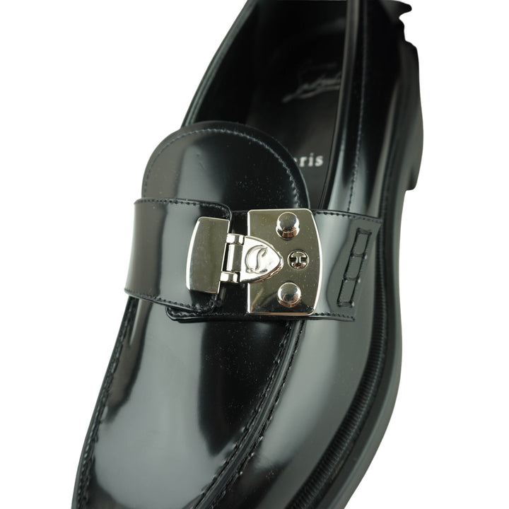 Christian Louboutin Leather Loafers in Black - Discounts on Christian Louboutin at UAL