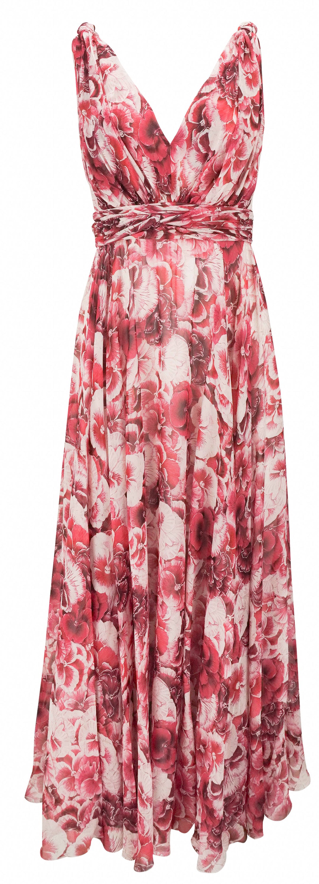 Giambattista Valli Floral Printed Sleeveless Silk Maxi Dress in Pink Multi - Discounts on Giambattista Valli at UAL
