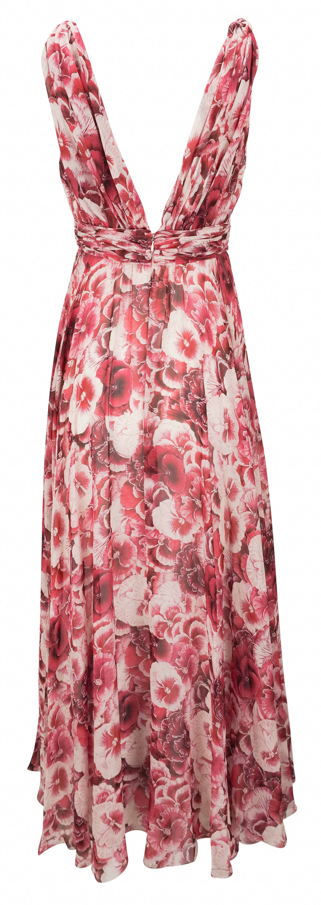 Giambattista Valli Floral Printed Sleeveless Silk Maxi Dress in Pink Multi - Discounts on Giambattista Valli at UAL