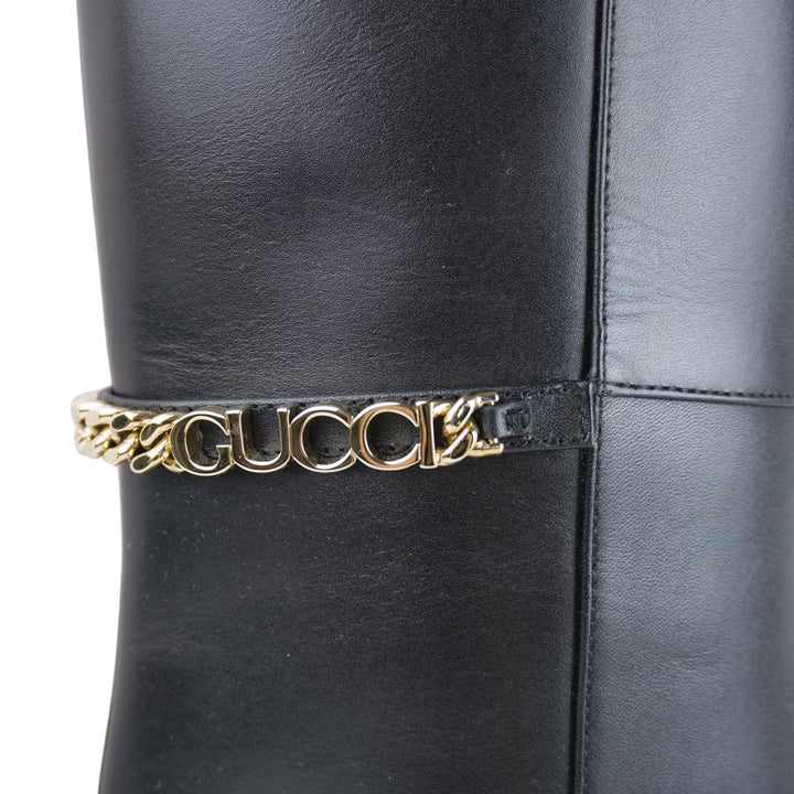 Gucci Lebonne Leather Boots in Black - Discounts on Gucci at UAL