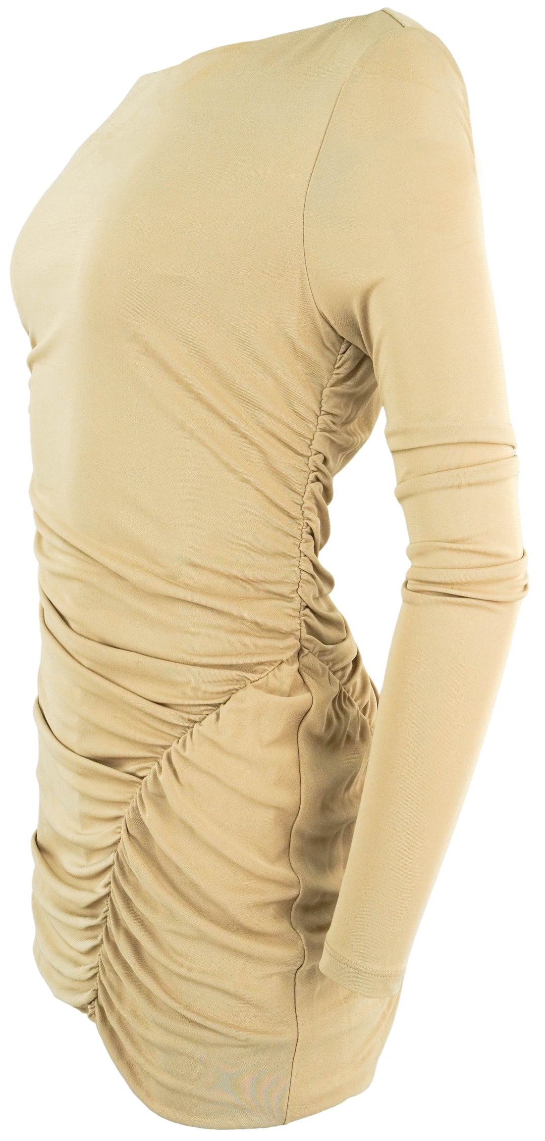 Zeynep Arcay Ruched Mini Dress in Tan - Discounts on Zeynep Arcay at UAL
