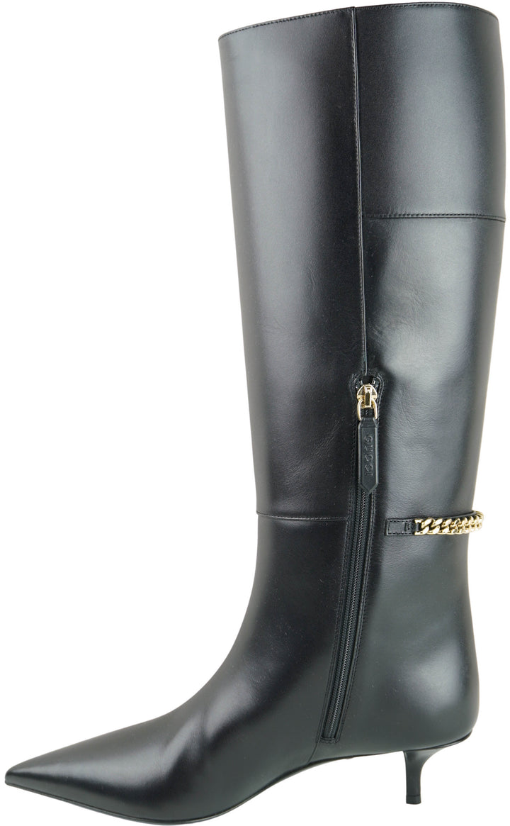 Gucci Lebonne Leather Boots in Black - Discounts on Gucci at UAL