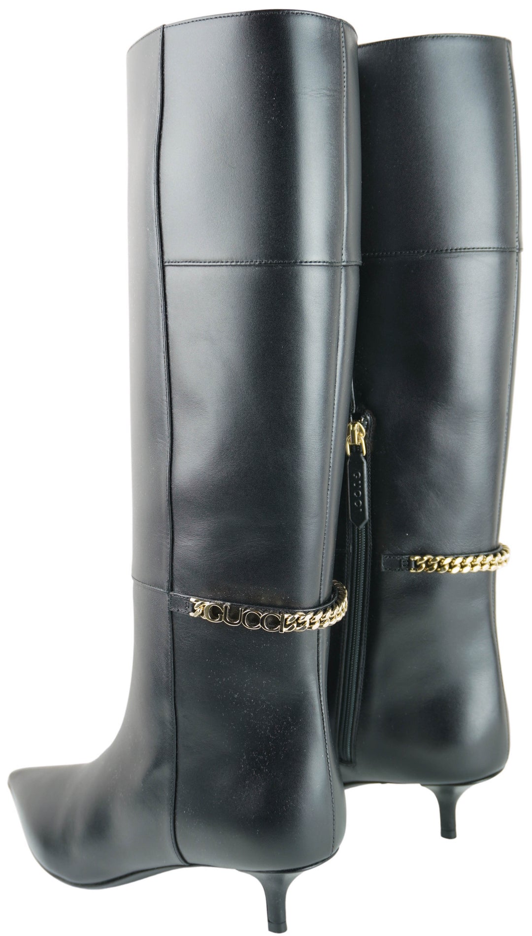 Gucci Lebonne Leather Boots in Black - Discounts on Gucci at UAL