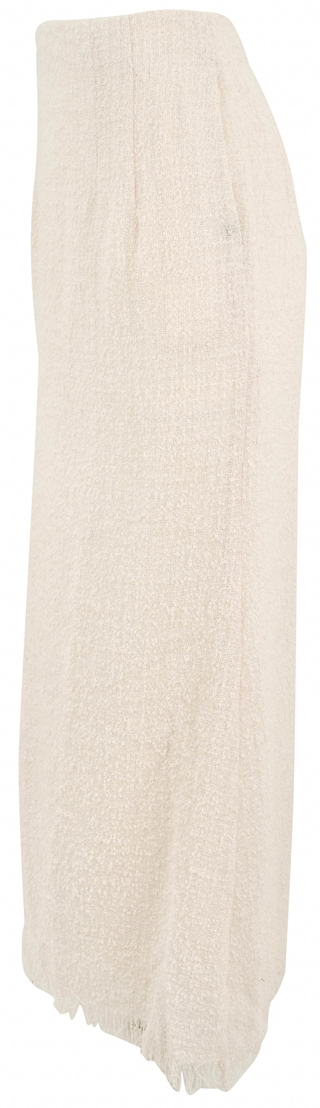 Rosie Assoulin Fringe Flared Pencil Skirt in Tropical Wool Boucle - Discounts on Rosie Assoulin at UAL