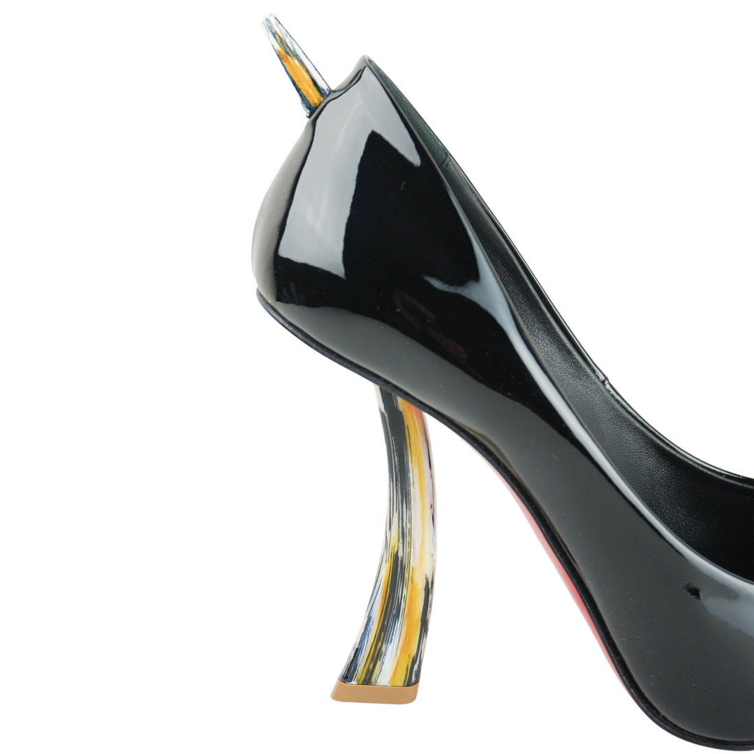 Christian Louboutin Patent Leather Corne Heel Pumps in Black - Discounts on Christian Louboutin at UAL
