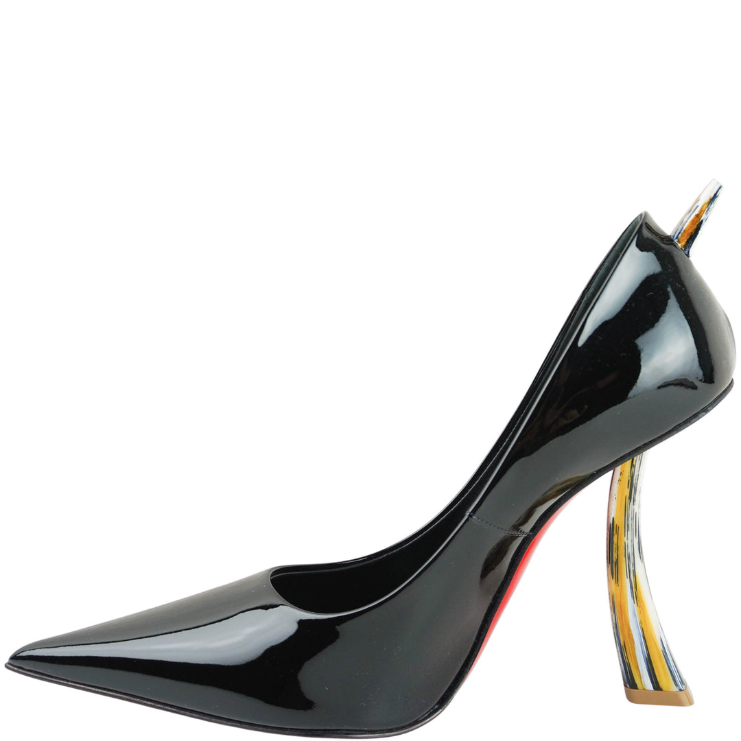 Christian Louboutin Patent Leather Corne Heel Pumps in Black - Discounts on Christian Louboutin at UAL