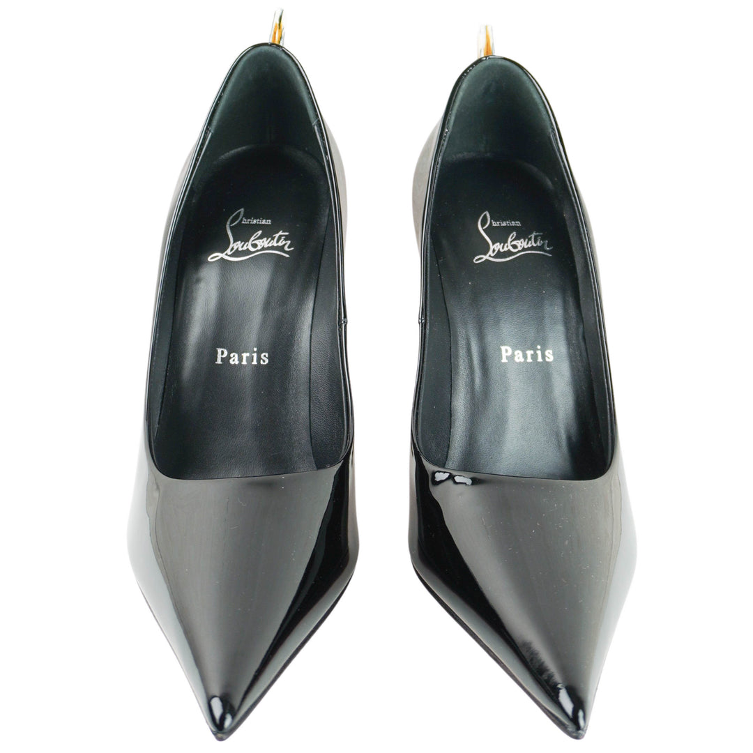 Christian Louboutin Patent Leather Corne Heel Pumps in Black - Discounts on Christian Louboutin at UAL