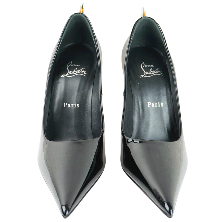 Christian Louboutin Patent Leather Corne Heel Pumps in Black - Discounts on Christian Louboutin at UAL