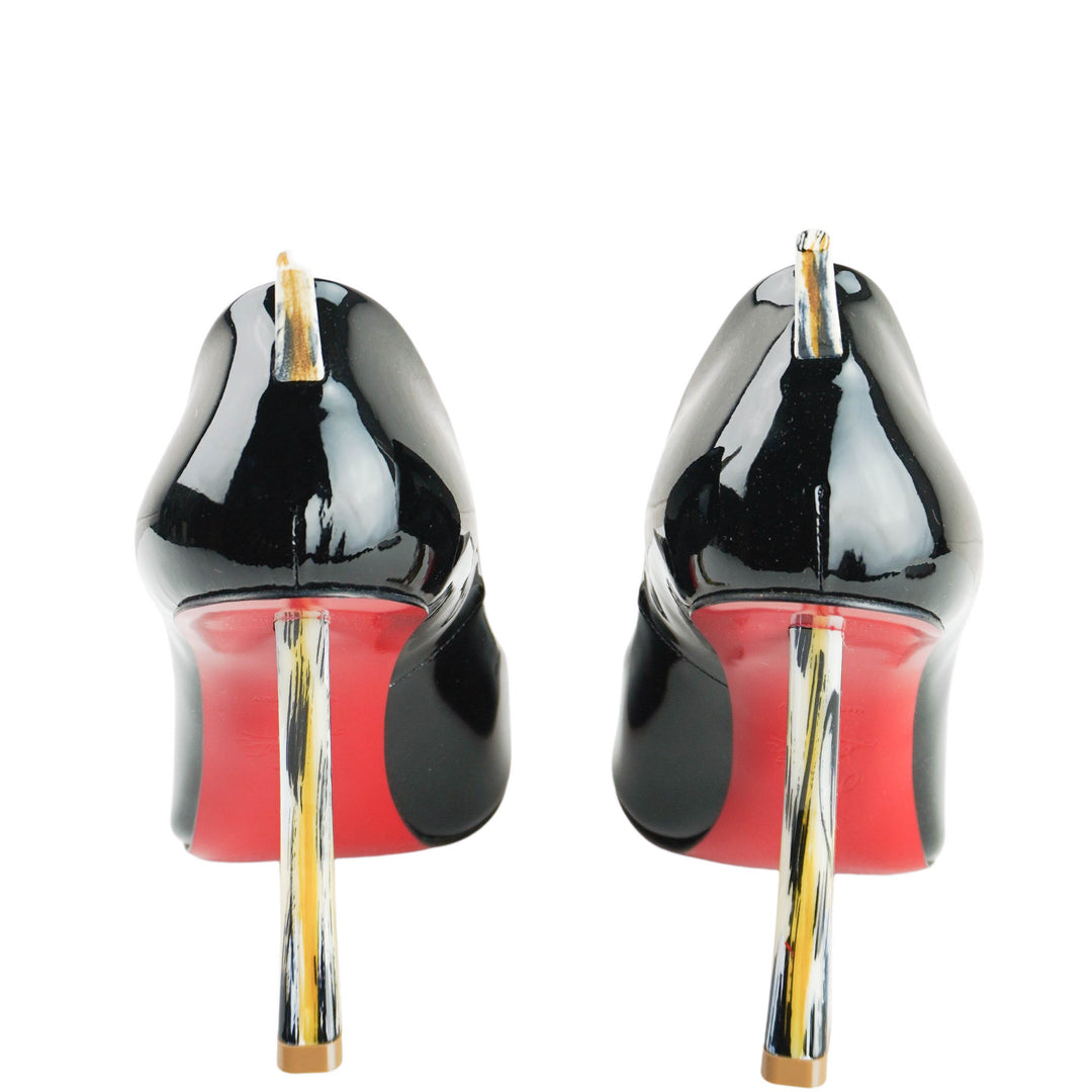 Christian Louboutin Patent Leather Corne Heel Pumps in Black - Discounts on Christian Louboutin at UAL