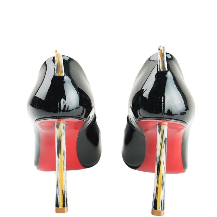 Christian Louboutin Patent Leather Corne Heel Pumps in Black - Discounts on Christian Louboutin at UAL