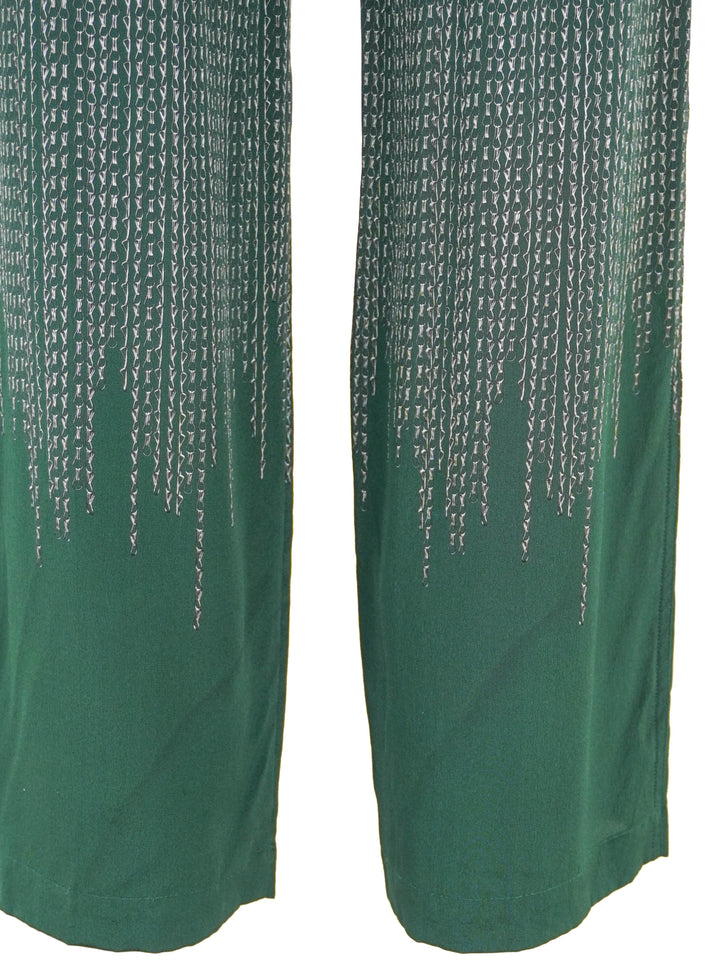 Victoria Beckham Printed Silk Pants in Green - Discounts on Victoria Beckham at UAL