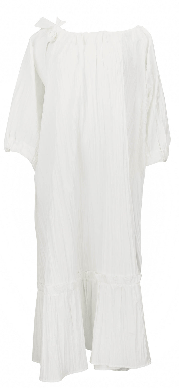 KAWAkEY Whispering Wrinkle Maxi Dress in Pure White - Discounts on KAWAkEY at UAL