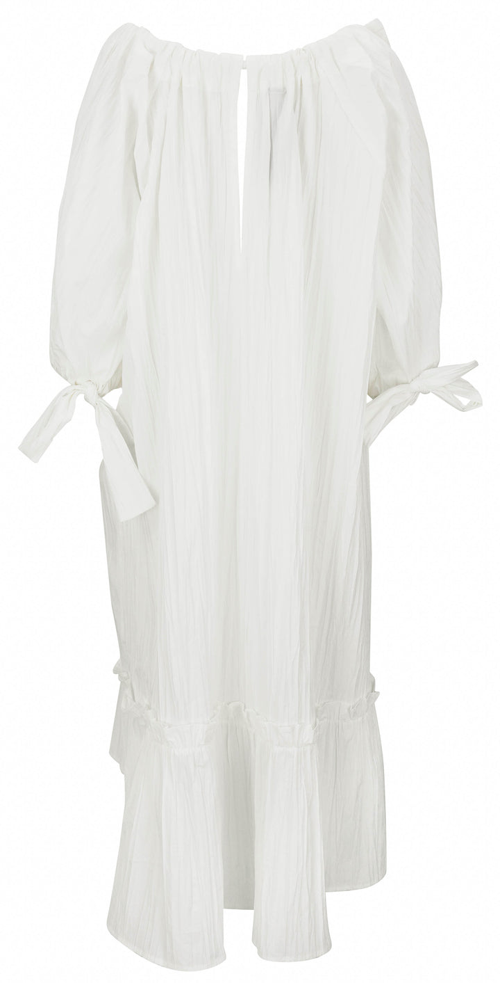 KAWAkEY Whispering Wrinkle Maxi Dress in Pure White - Discounts on KAWAkEY at UAL