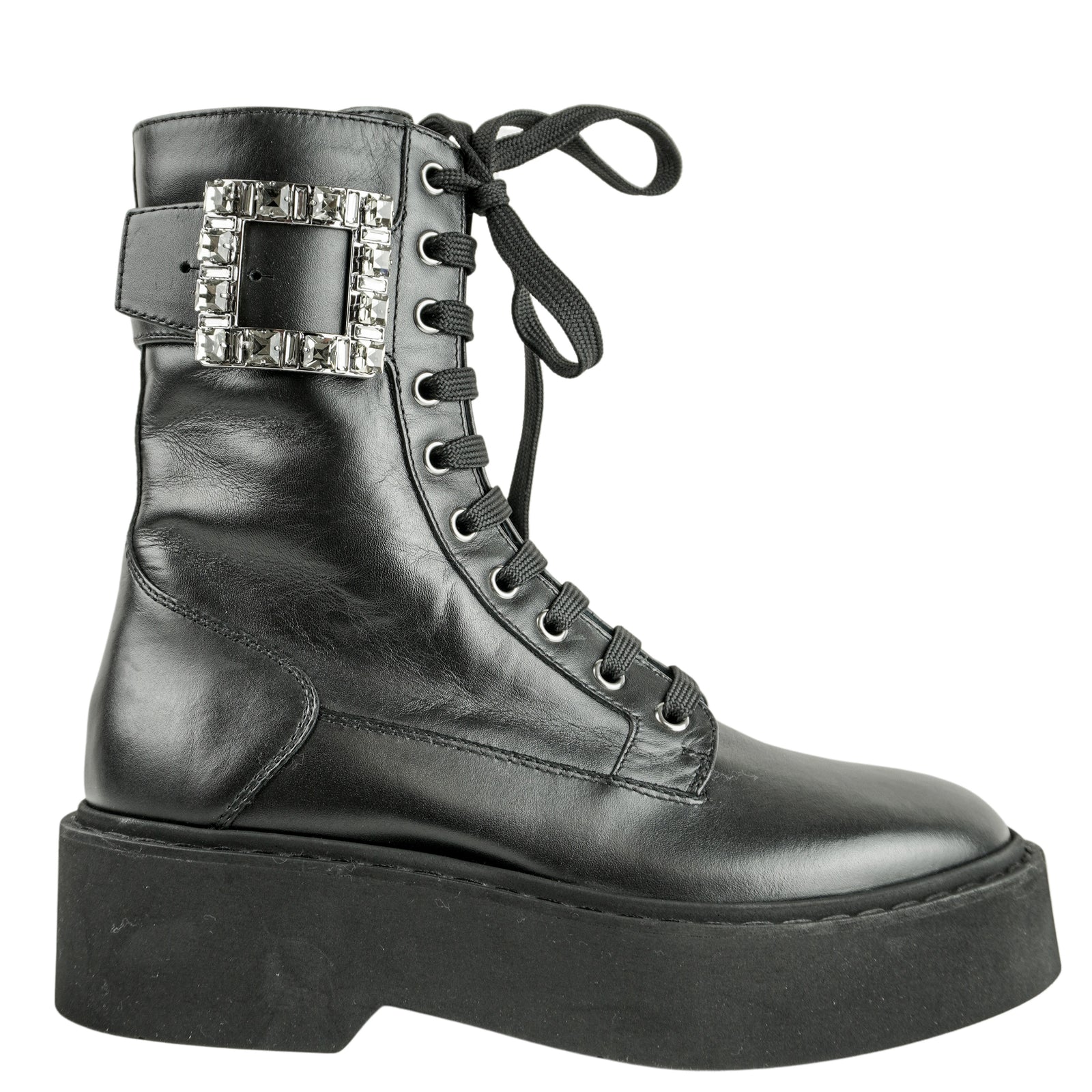 Roger Vivier Lace Up Boots in Black - Discounts on Roger Vivier at UAL