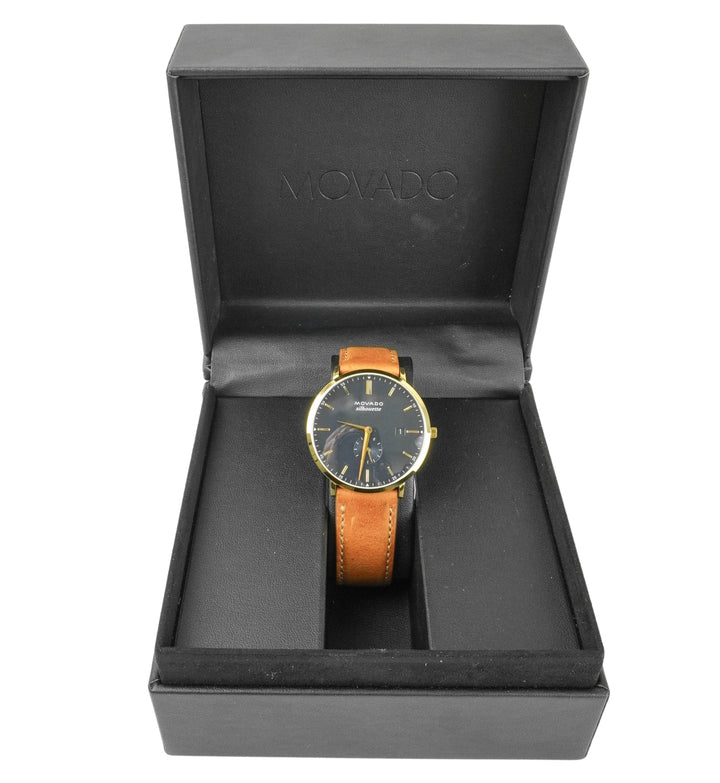 Movado Silhouette Watch in Leather and Gold - Discounts on Movado at UAL