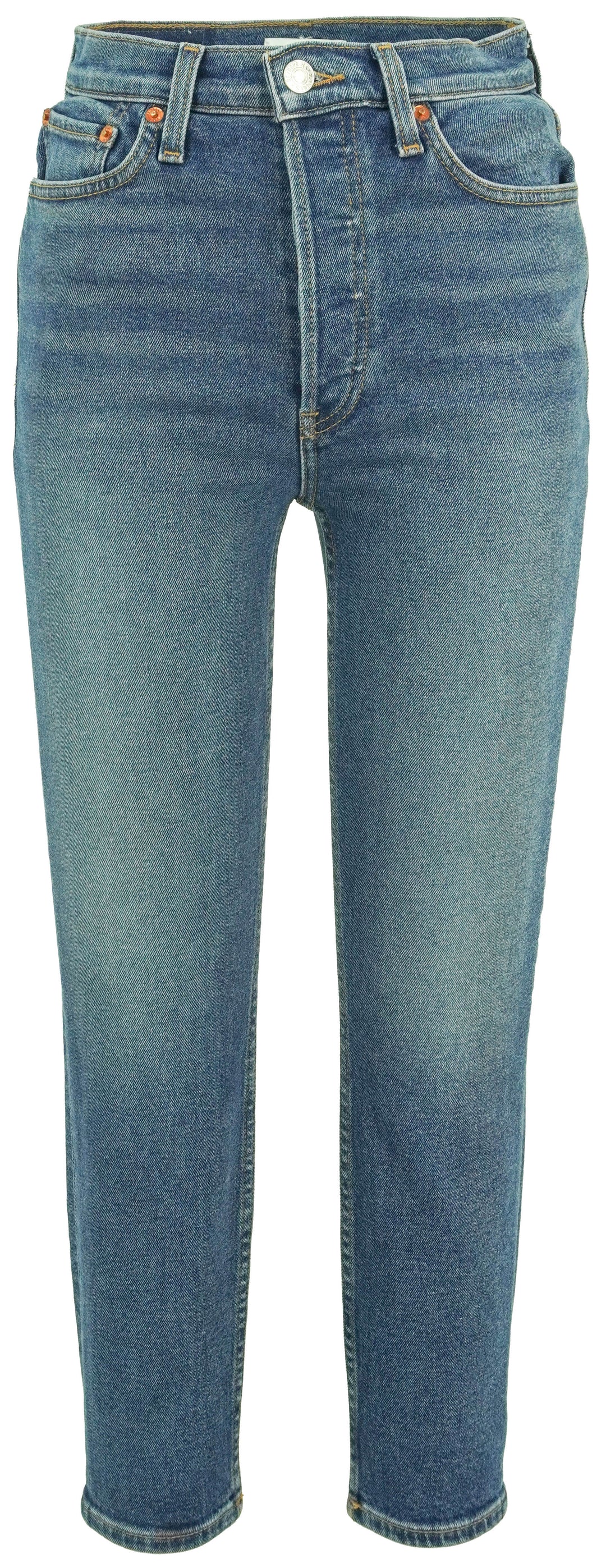 Re/Done 90s High Rise Ankle Crop Jean in Caded Indigo - Discounts on RE/DONE at UAL