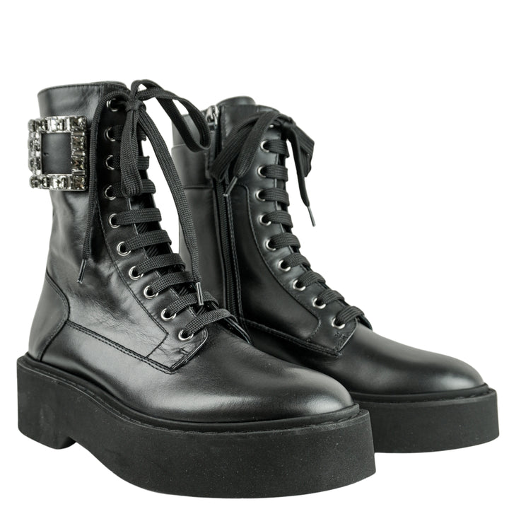 Roger Vivier Lace Up Boots in Black - Discounts on Roger Vivier at UAL