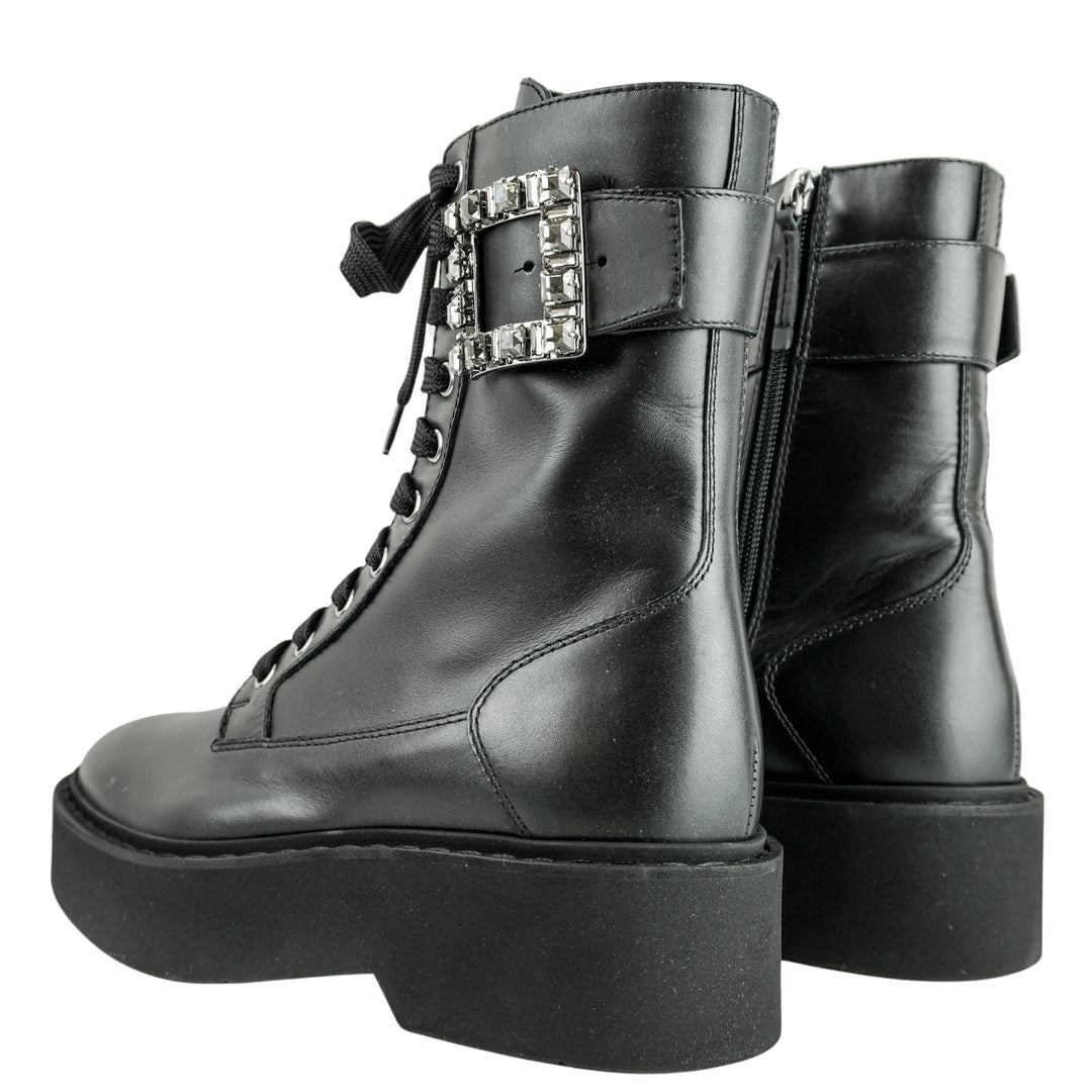 Roger Vivier Lace Up Boots in Black - Discounts on Roger Vivier at UAL