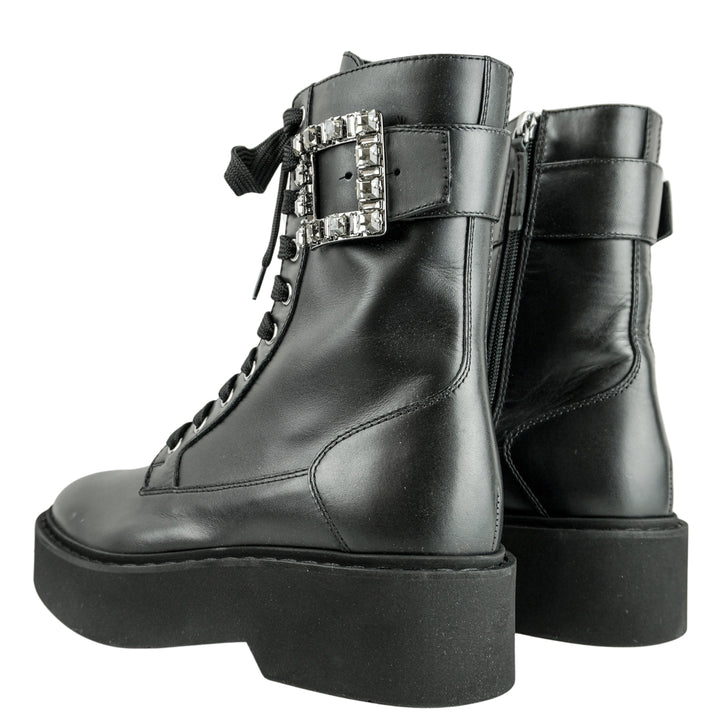 Roger Vivier Lace Up Boots in Black - Discounts on Roger Vivier at UAL