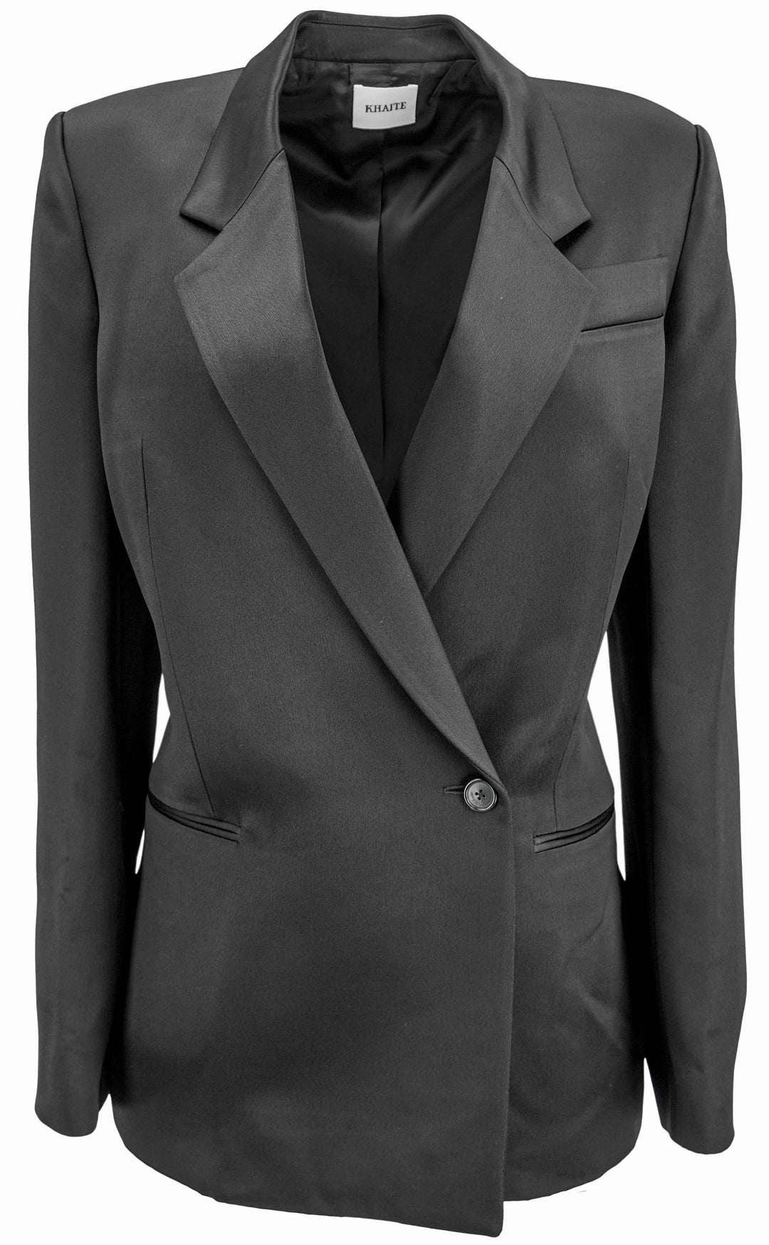 Khaite Willow Satin Blazer in Black - Discounts on Khaite at UAL