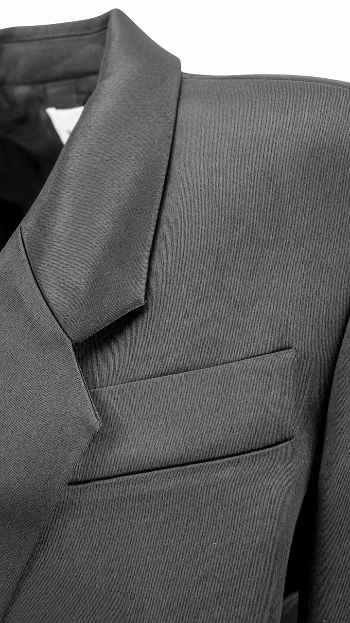 Khaite Willow Satin Blazer in Black - Discounts on Khaite at UAL