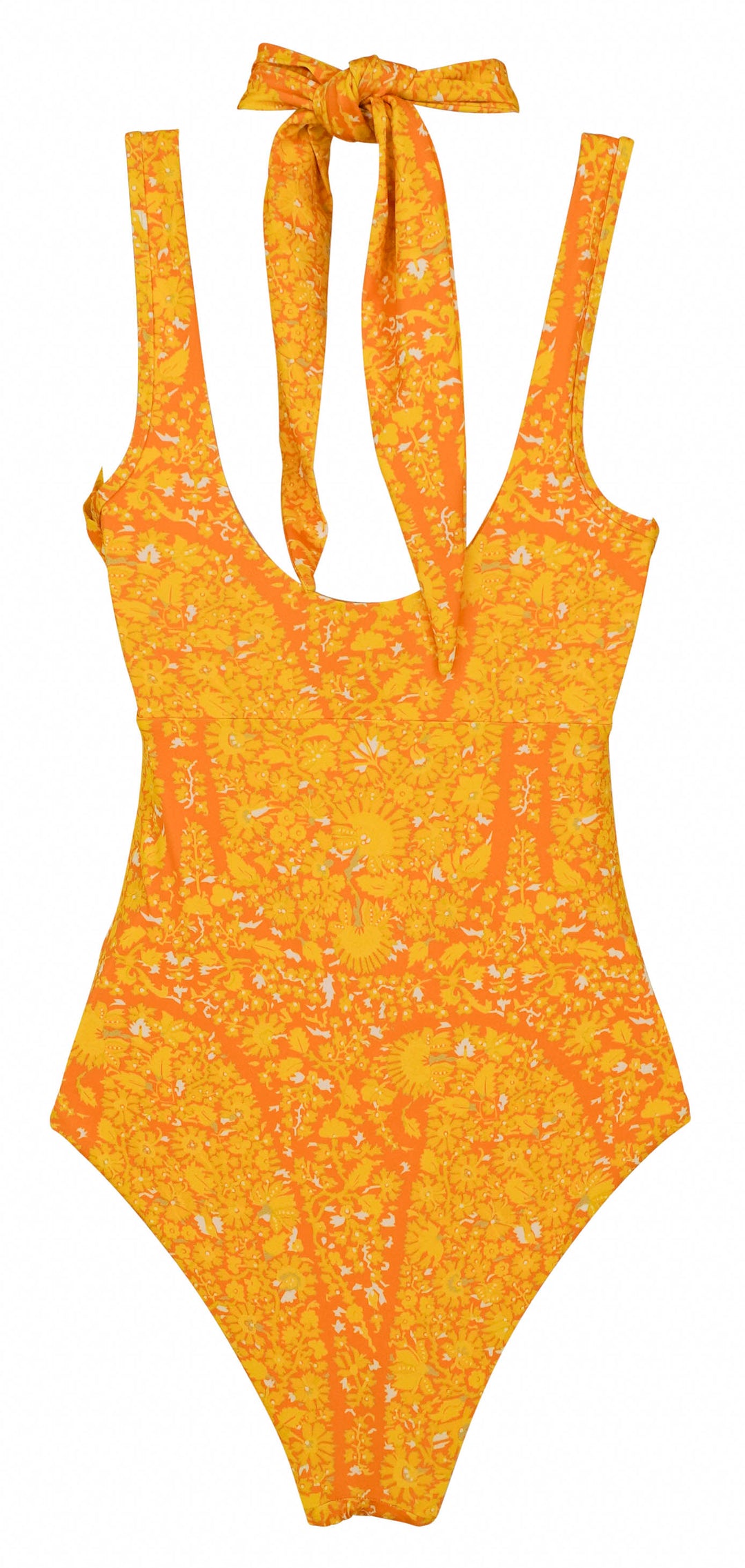 Giambattista Valli Floral Halter Swimsuit in Yellow Multi