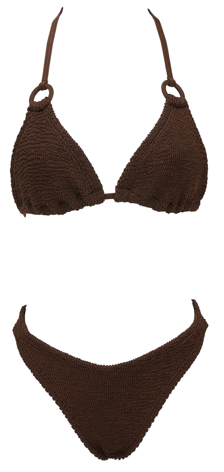 Hunza G Eva Bikini Set in Metallic Chocolate