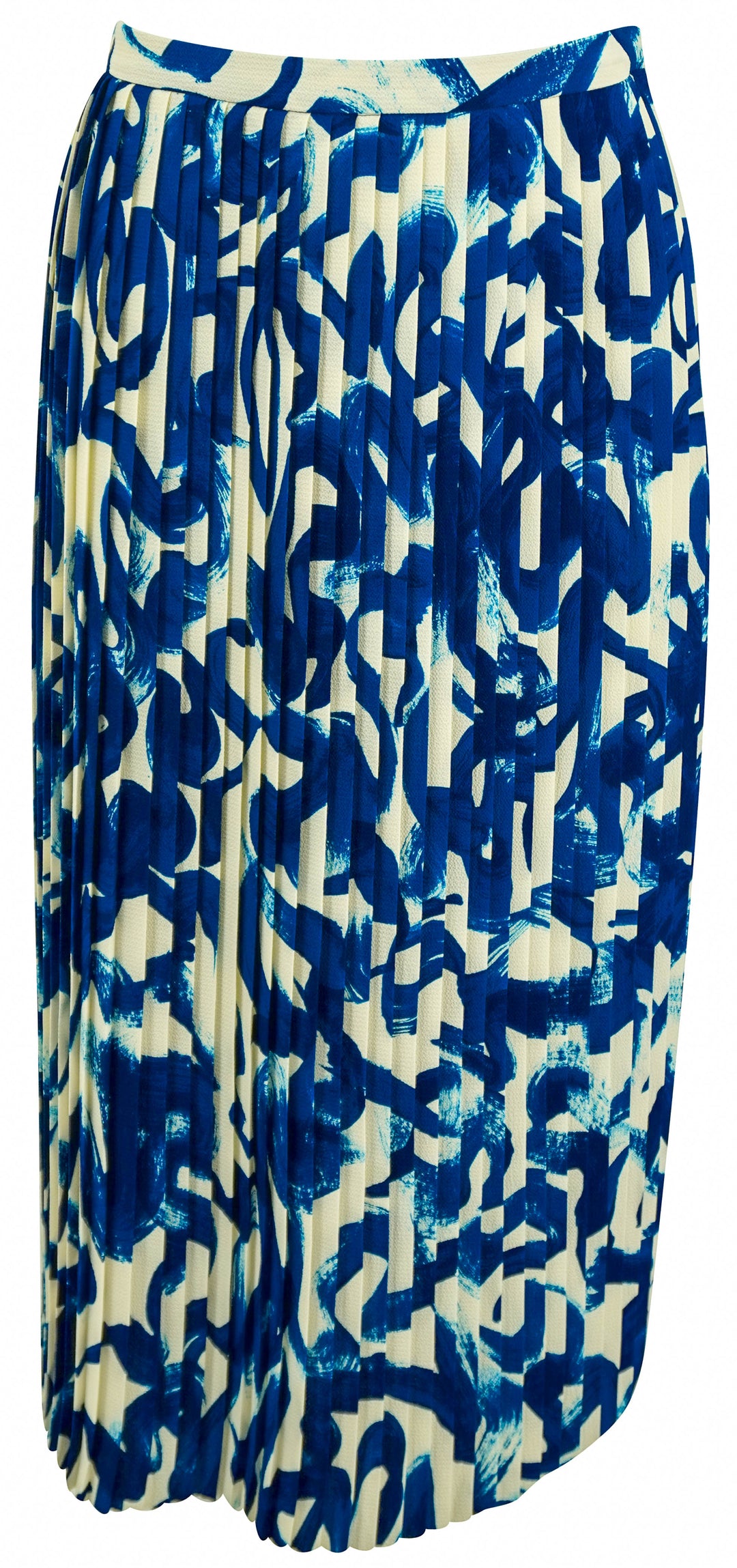 Dries Van Noten Pleated Skirt in Blue/Cream - Discounts on Dries Van Noten at UAL