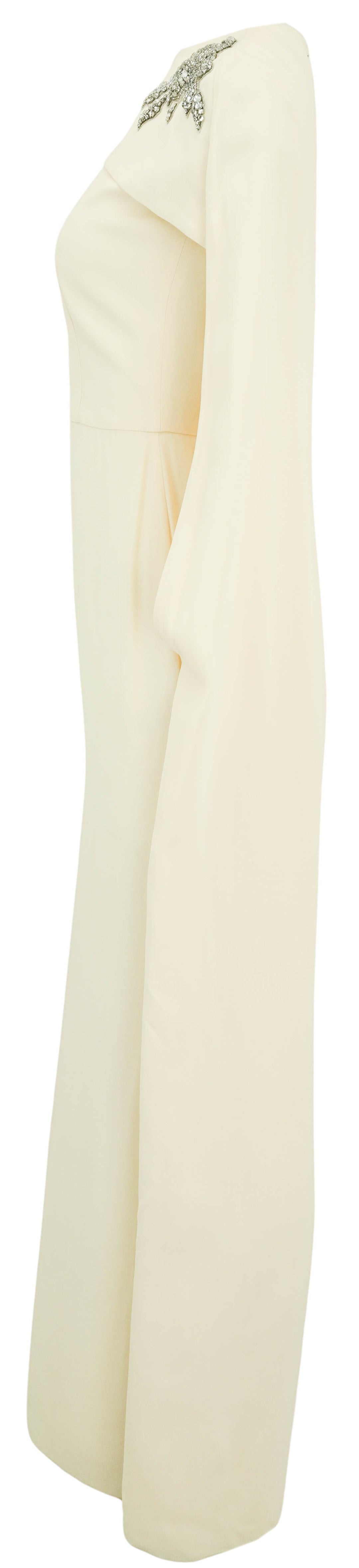 Erdem Embellished Cady Cape Gown in Cream
