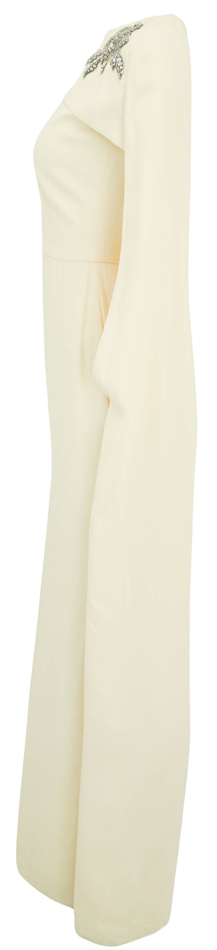 Erdem Embellished Cady Cape Gown in Cream