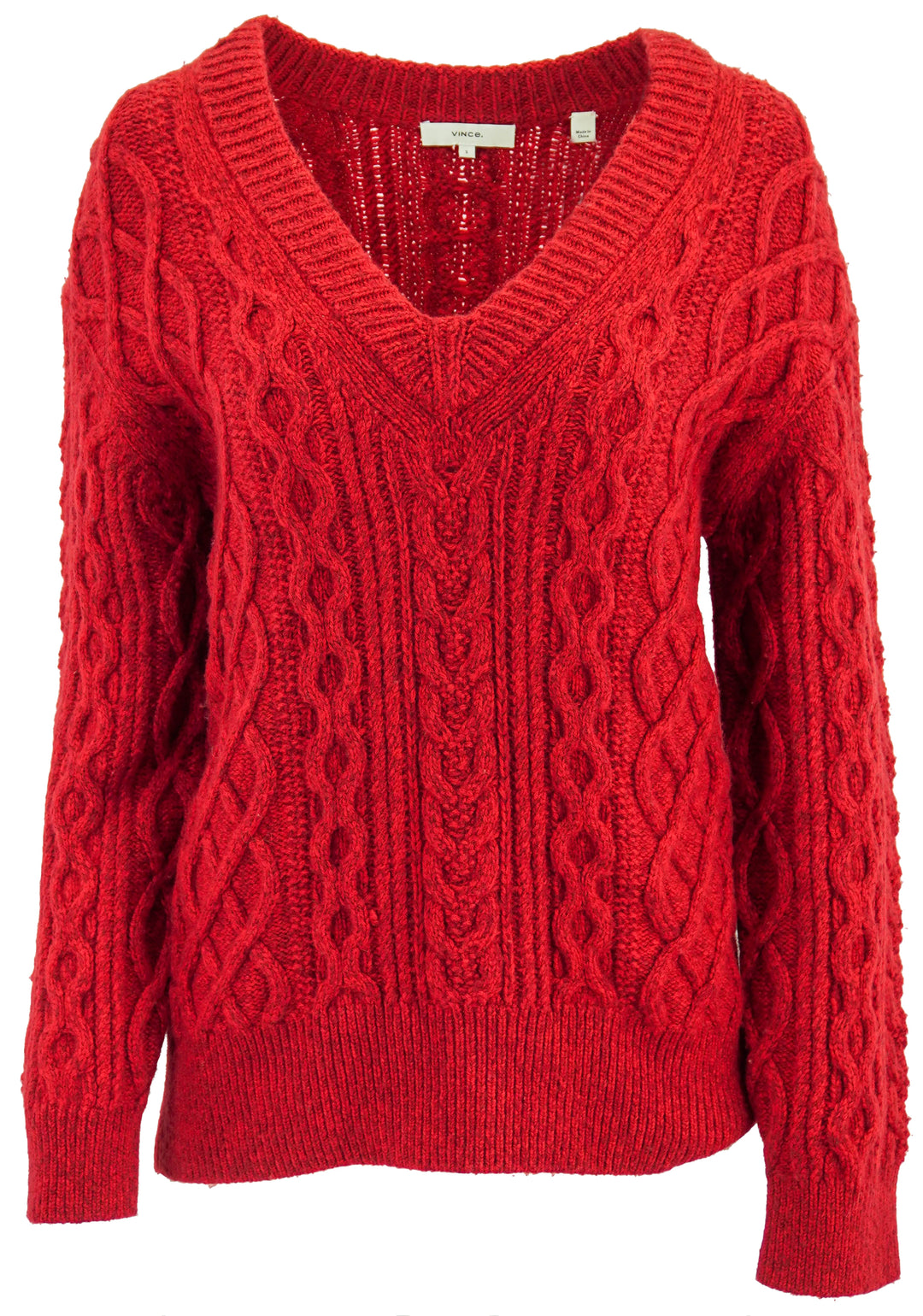 Vince. V-Neck Sweater in Red